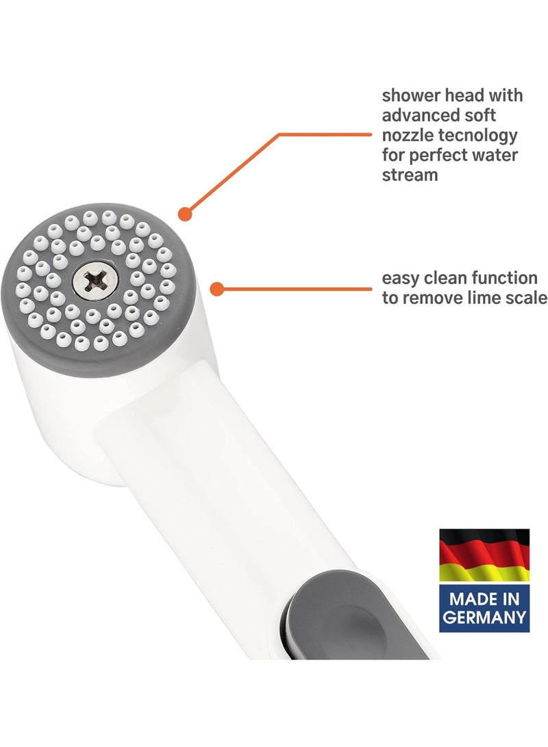KISTENMACHER Classic White Shattaf Handheld Bidet Sprayer Set – Made in Germany – Premium Hygiene Spray with Flexible Hose and Wall Holder – Soft Clean Technology - Image 3